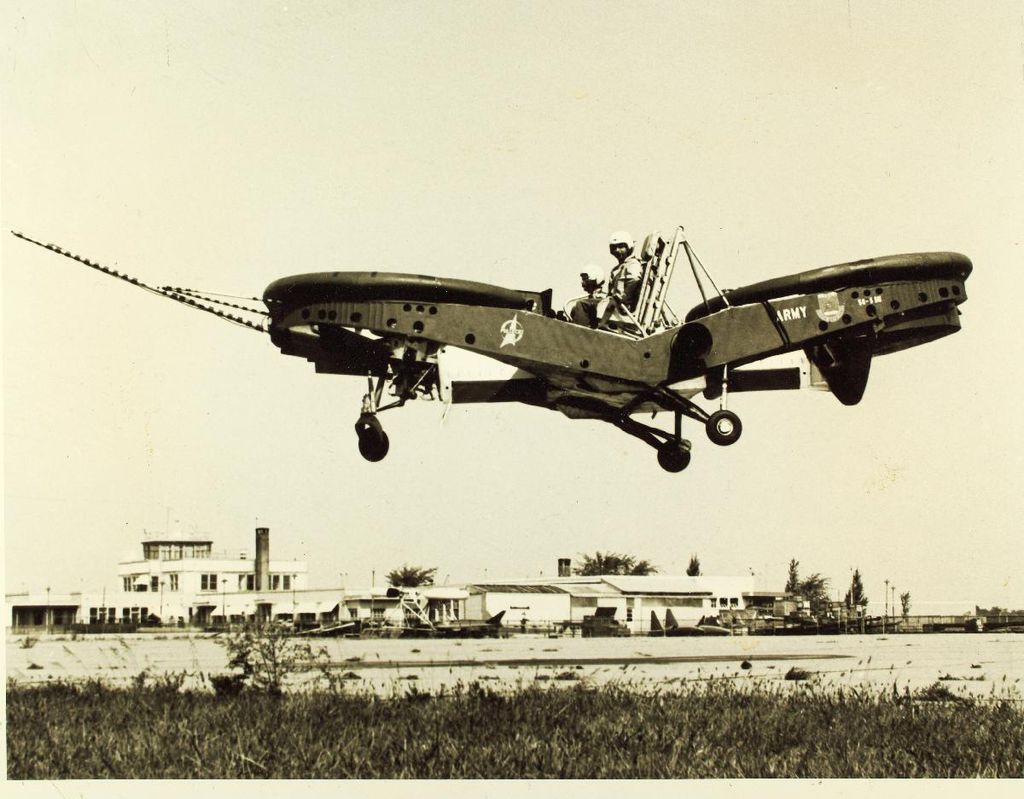 An Army pilot flying the Piasecki Airgeep